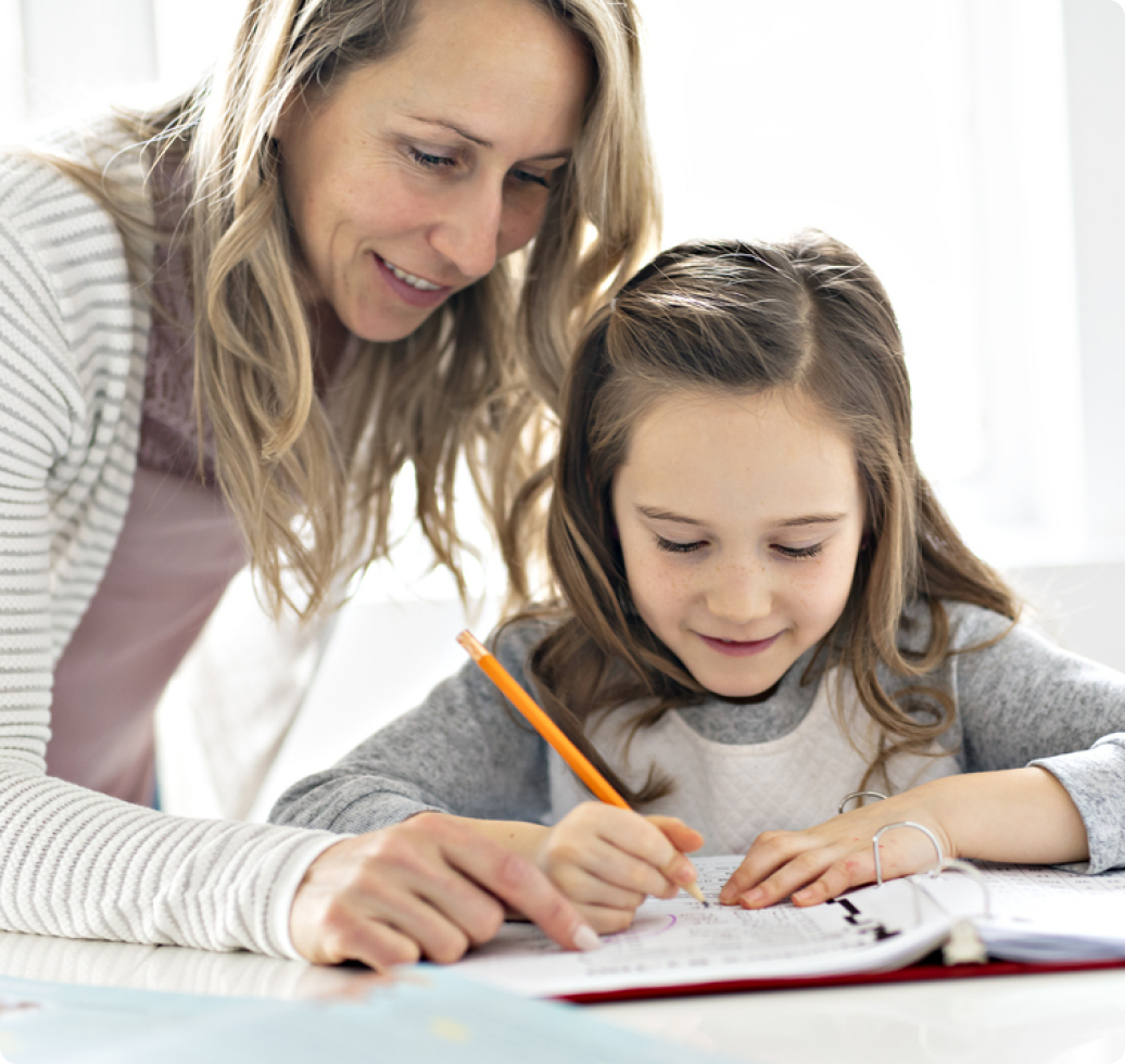 Woman teaching daughter
